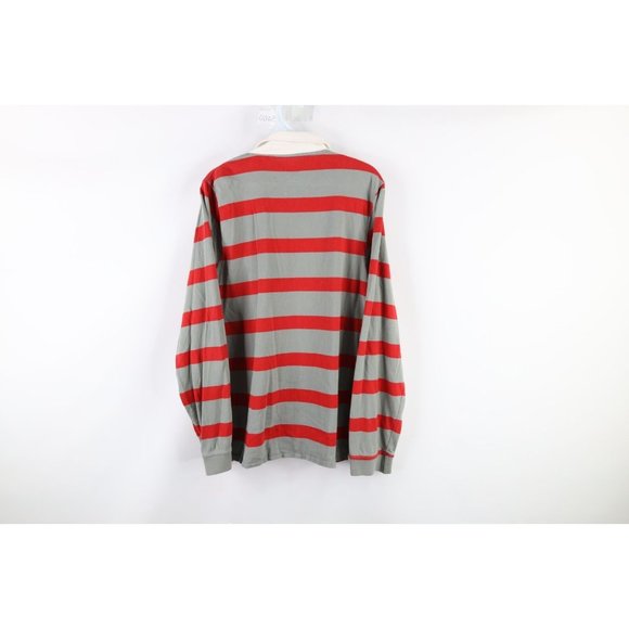 Vintage 90s FILA Mens Small Faded Spell Out Striped Long Sleeve Rugby Polo Shirt - Picture 5 of 7